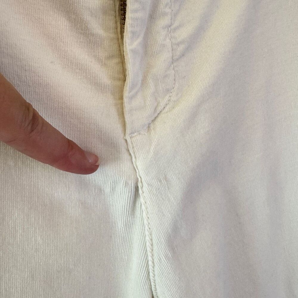 Frank & Eileen Kinsale Pants Size 2 White Raw Hem Cotton Micro Corduroy Stretch - Picture 5 of 16